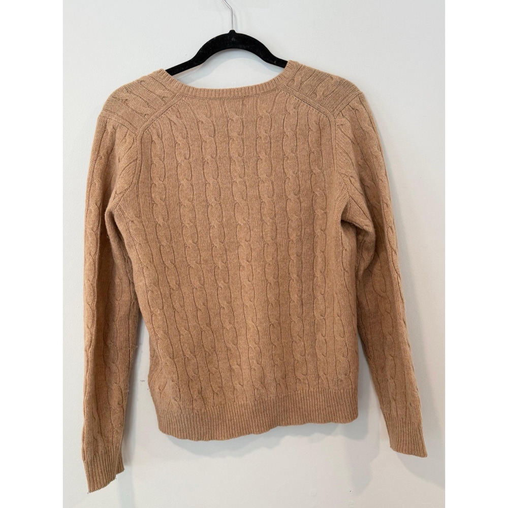 Polo Ralph Lauren Merino Wool Cashmere Cable Knit Brown Tan Sweater Women's L - Picture 2 of 7